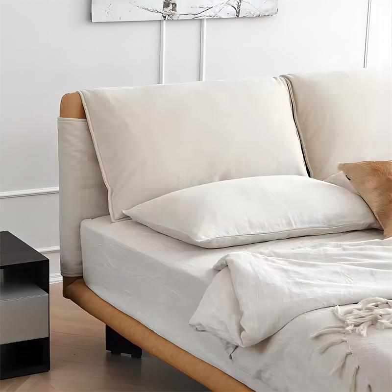 Modern Minimalist Leather And Fabric Bed