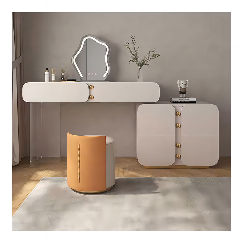 Retractable Makeup Cabinet Wooden Dresser