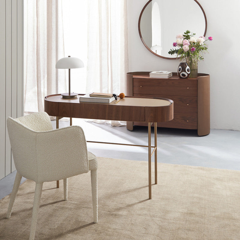 Walnut And Leather Dressing Table