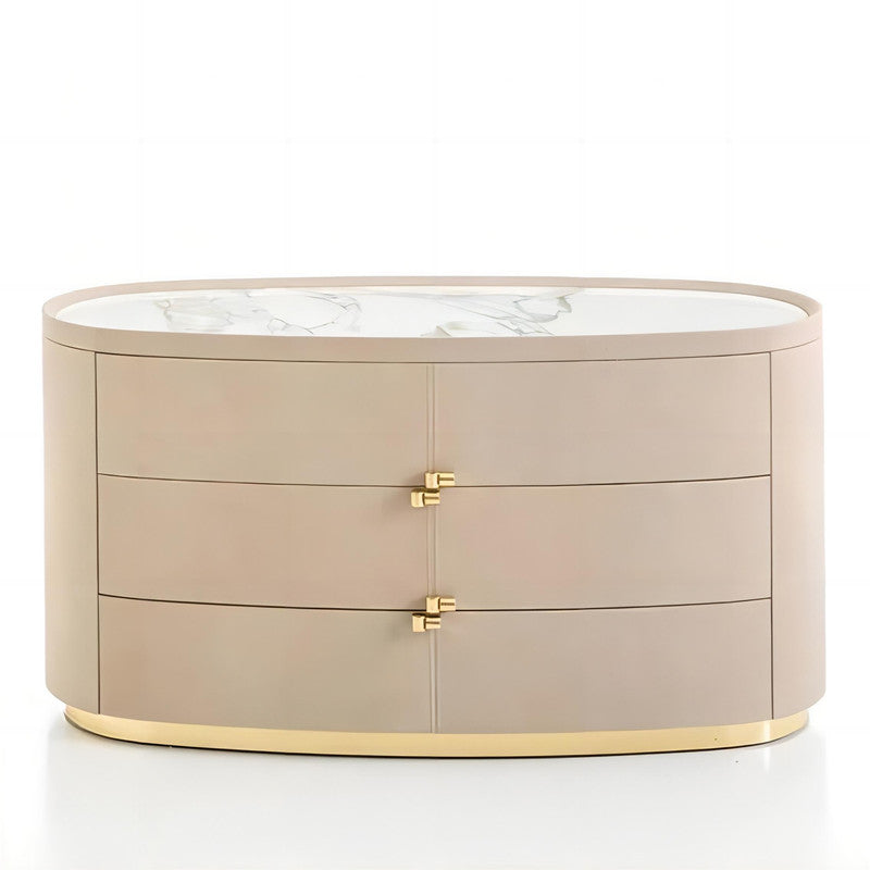 Solid Wood Chest Of Drawer With Leather Finish