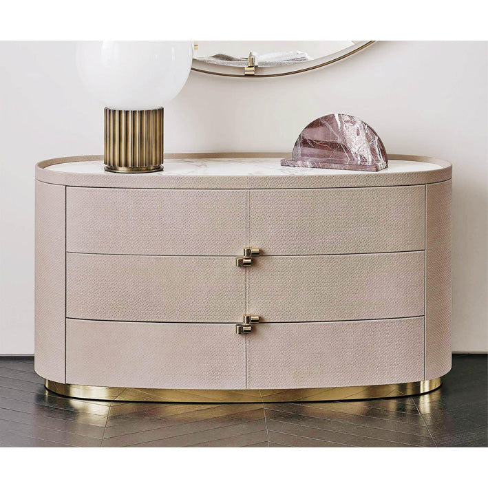 Solid Wood Chest Of Drawer With Leather Finish