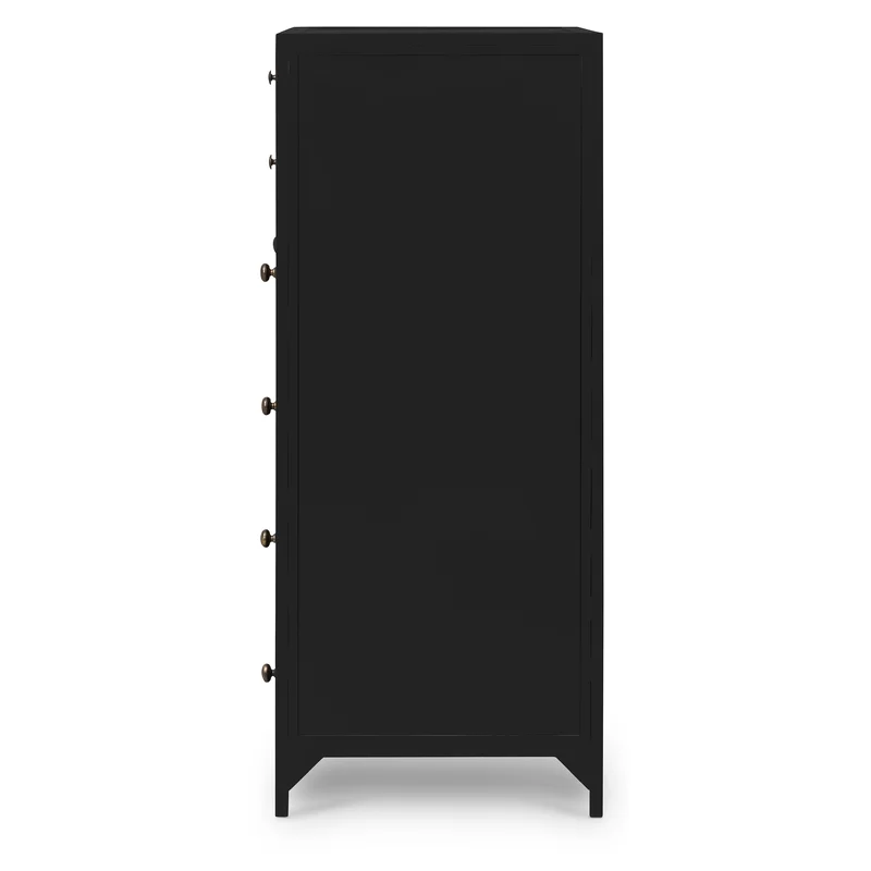 Matte Black Finish Wood Chest Of Drawer With 8 Drawers