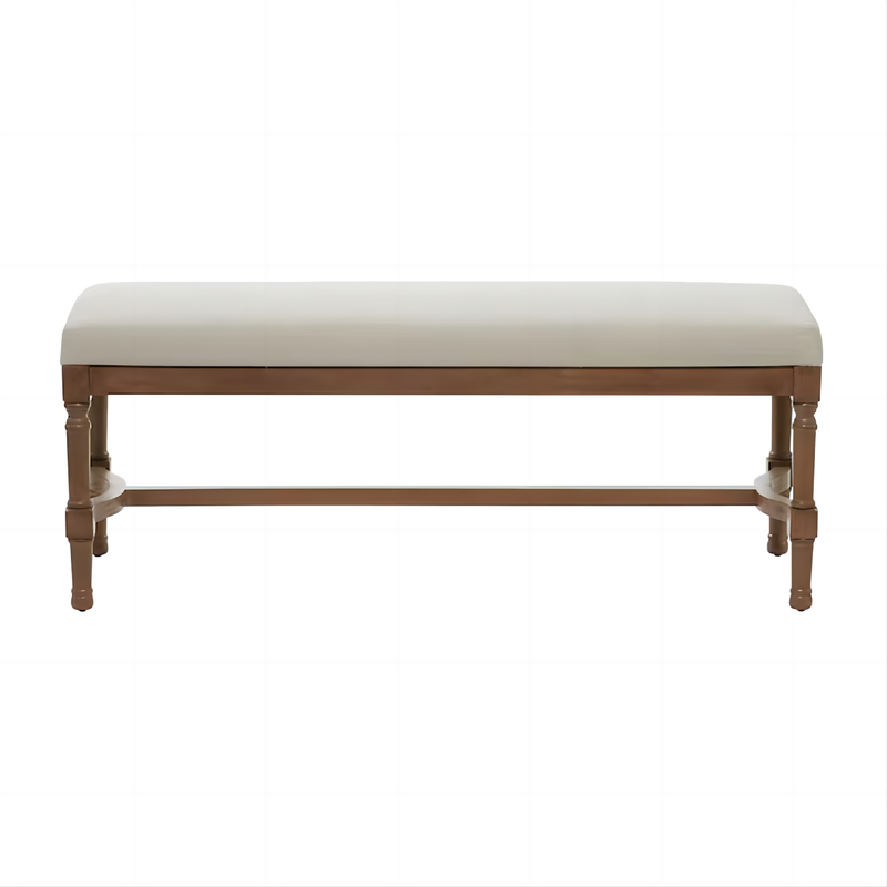 Brown Antique Upholstered Bench
