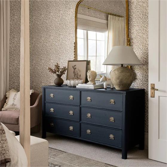 Elegant Wood Drawer With Navy Oil-Based Painted Finish