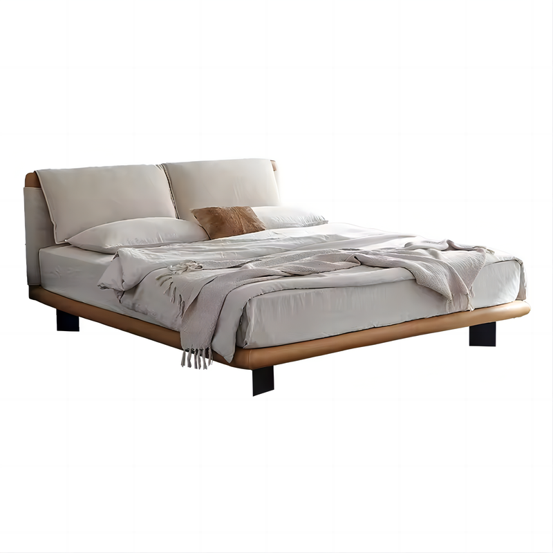 Modern Minimalist Leather And Fabric Bed