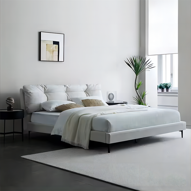 Modern Frosted Faux Leather Soft Bed