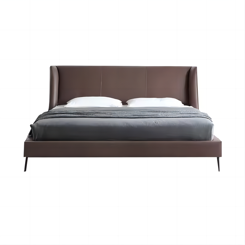 Luxurious Calf Leather Bed Frame With Premium Quality Steel Legs