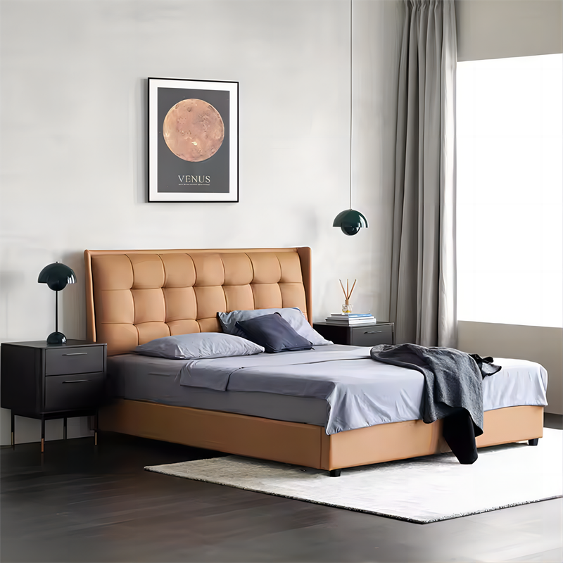 Elegant Luxurious Leather Upholstered Bed