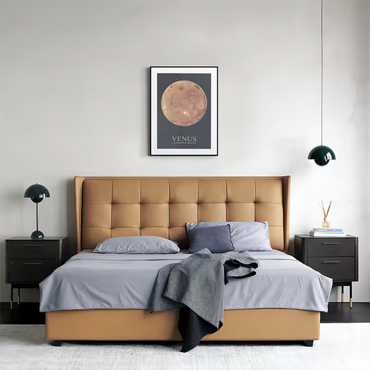 Elegant Luxurious Leather Upholstered Bed