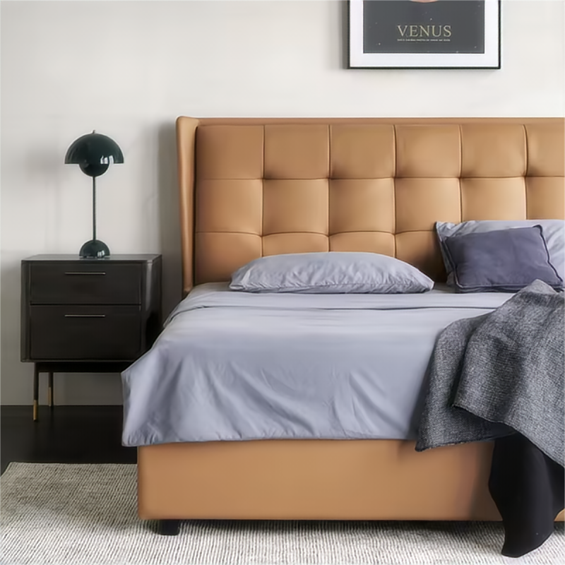 Elegant Luxurious Leather Upholstered Bed