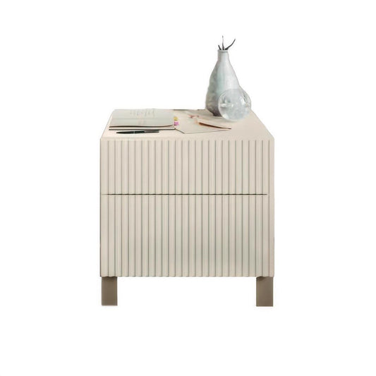 Cream White Oak Bedside Table Finish Metallic Lacquer