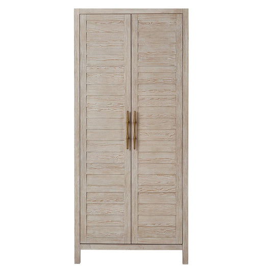 Solid Oak Armoire With Paneled Doors