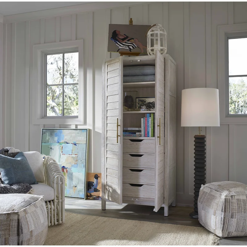 Solid Oak Armoire With Paneled Doors