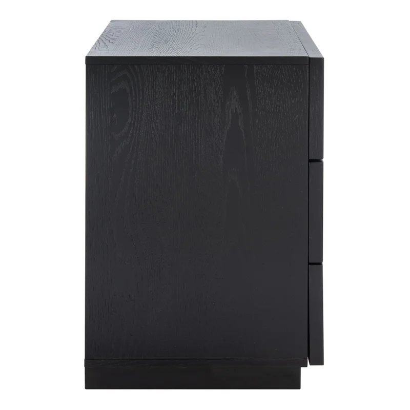 Black Solid Wood Chest Of Drawer With 3 Drawers