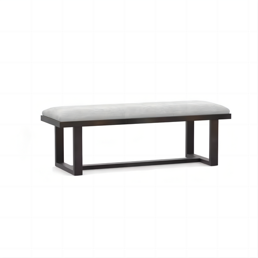 Antique Leather Upholstered Bench With Stainless Steel Frame